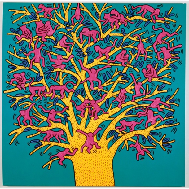 Keith Haring (Am. 1958-1990), The Tree of Monkeys, acrylic, 1984